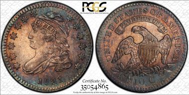 1821 10C JR-8 Small Date MS64+