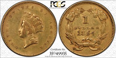 1854 G$1 Type 2 DDO FS-101 AU55