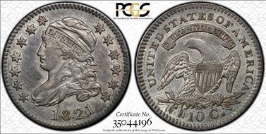 1821 10C Large Date N1