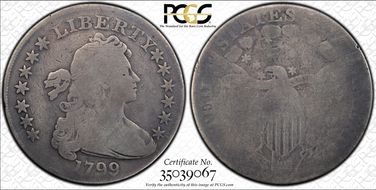1799 $1 Irregular Date, 13 Stars N1