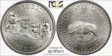 1991-D 50C Mount Rushmore MS69