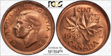 1949 1C A to Denticle MS65RD