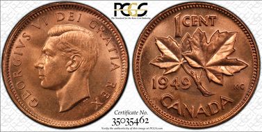 1949 1C A Btwn Denticles MS66RD