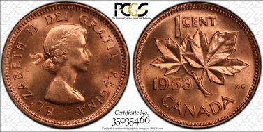 1953 1C No Strap MS65RD