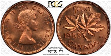 1953 1C Strap MS65RD