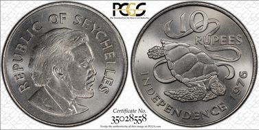 1976 10 Rup Independence MS66