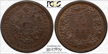 1885 5/10 K KM-2183 Small Eagle AU58BN