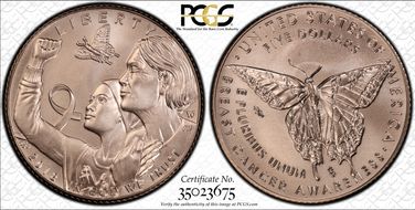 2018-W $5 Breast Cancer Awareness First Strike label MS70