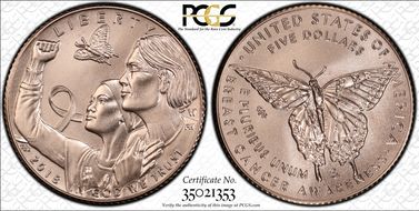 2018-W $5 Breast Cancer Awareness First Strike MS70