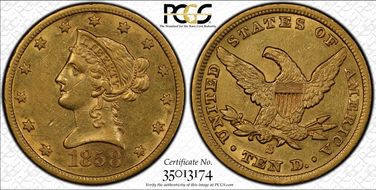 1858-S $10 AU55