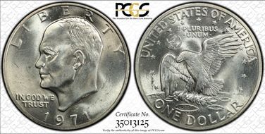 1971-S/S $1 Silver, RPM, FS-501 MS66