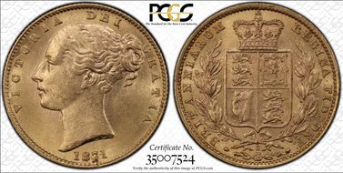 1871-S Sov S-3855A Shield WW incuse MS62+