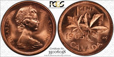 1965 1C Type 3, Lg Beads, Bl 5 MS66RD