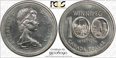 1974 $1 Winnipeg - Single Yoke MS65