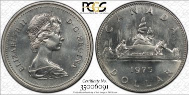 1975 $1 Voyageur Attached Jewels MS66