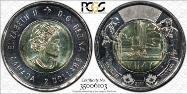 2017 $2 Battle of Vimy Ridge MS67