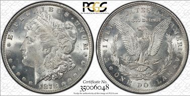1878 7TF $1 Reverse of 1879 MS63