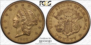 1852-O $20 AU53