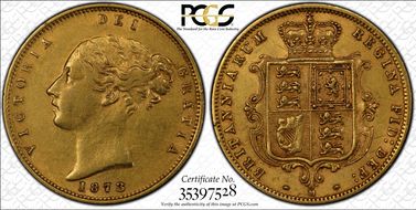 1873-M 1/2 Sov S-3863 AU55