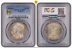 1936(w) 10 Zl KM-29  Ag AU58