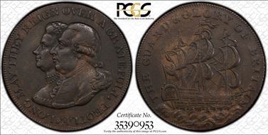 (c. 1790) Tk 1/2D DH-945a Middlesex, National AU50BN