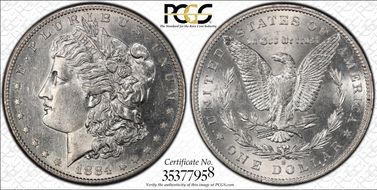 1884-S $1 AU58