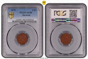 1870 1/4C AU58BN