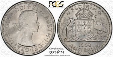 1958(m) Florin KM-60  Ag MS65