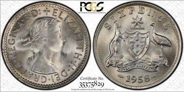 1958(m) 6D KM-58  Ag MS65