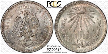 1924-M Peso KM-455  Ag MS65