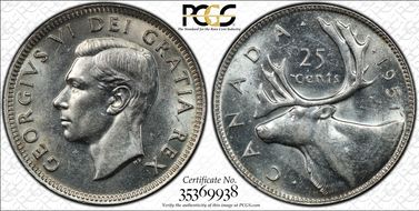 1951 25C High Relief MS62