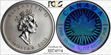 2003 $1 ML Hologram 15th Anniversary MS69