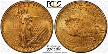 1908-D $20 Motto MS66