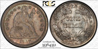 1857-O 10C MS66
