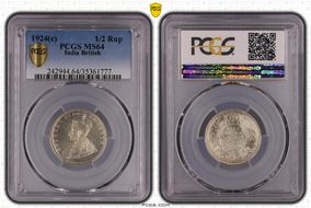 1924(C) 1/2 Rup SW-8.101 MS64