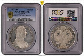 "1780"-S.F. Thaler (1817-33) Strike Venice MS62PL