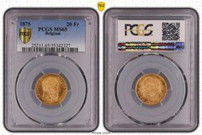 1875 20 Fr KM-37  Au MS65