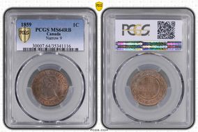 1859 1C Narrow 9 MS64RB