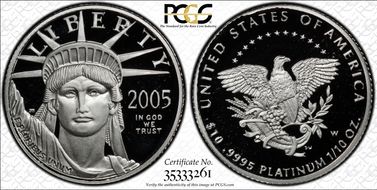 2005-W $10 Statue of Liberty PR70DCAM