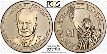 2015-P $1 Lyndon B. Johnson Rev PR Chronicles Set First Strike PR68