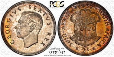 1952 2 Shil KM-38.2  Ag PR66