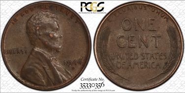 1944-D 1C OMM, FS-512 AU58BN