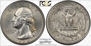 1934 25C Medium Motto, FS-402 MS62