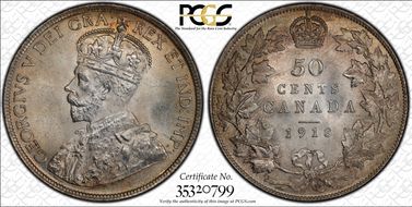 1918 50C MS63+