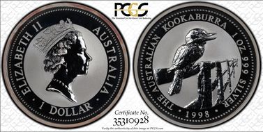1998 $1 Kookaburra Ag MS68