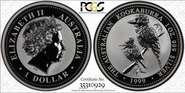 1999-P100 $1 Kookaburra Ag MS66
