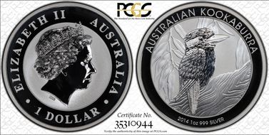 2013-P $1 Kookaburra Ag MS70