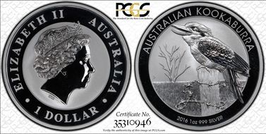 2016-P $1 Kookaburra Ag MS70