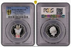 2018 50p S-H47 Tailor of Gloucester Ag Beatrix Potter Colorized PR70DCAM