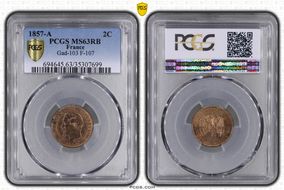 1857-A 2C Gad-103 F-107 MS63RB